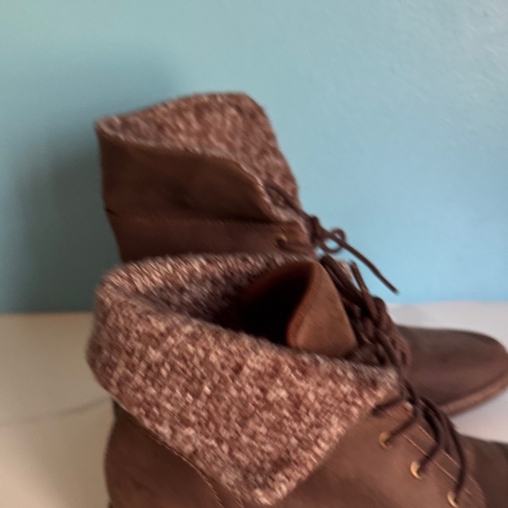 Cliffs by WHITE MOUNTAIN Chocolate Lace-Up Boots with Knit Cuff - Picture 5 of 10